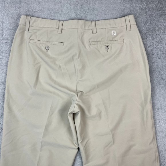FootJoy Golf Performance Stretch Mens Pleated Tan Pants Athletic Casual 38x30 - Picture 4 of 10